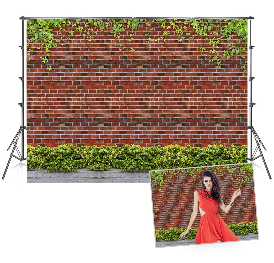 Brick Wall Creeper Green Leaves Backdrops for Photo Studio