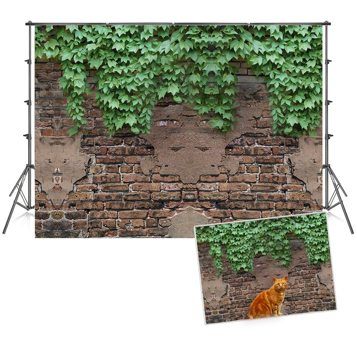 Old Brick Wall with Creeper Photography Backdrops