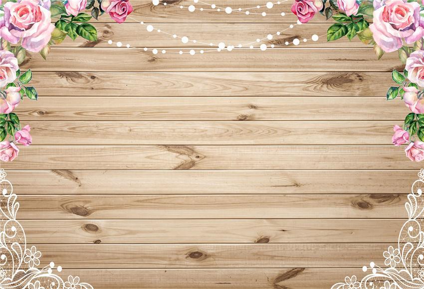 Pink Flowers Bridal Show Wood Backdrop for Prom