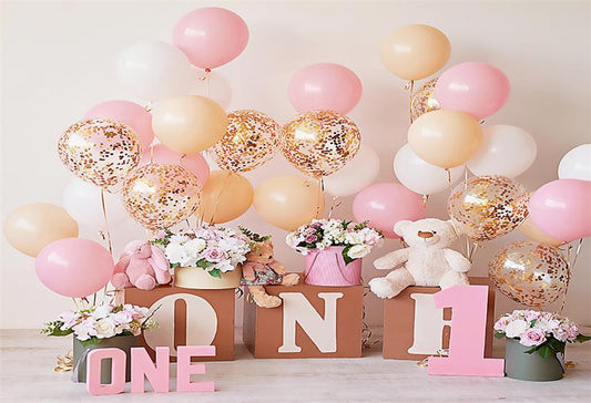 Pink Balloon Princess Birthday Photography Backdrop for Table Banner
