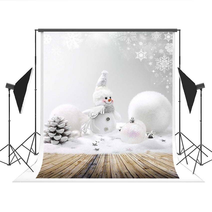 Snowman Christmas Wood Floor Backdrop for Photo