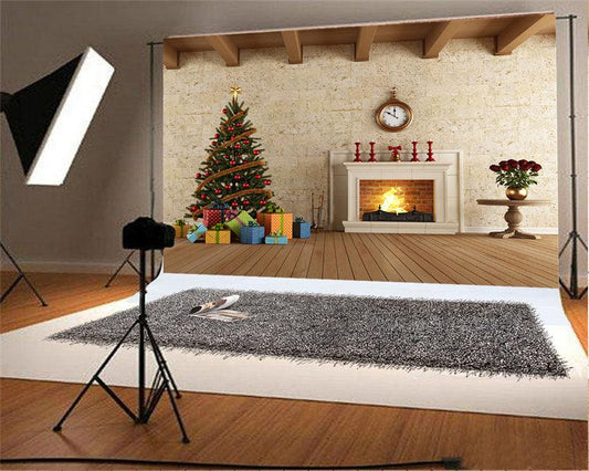 Brick Wood Christmas Photography Prop Backdrops