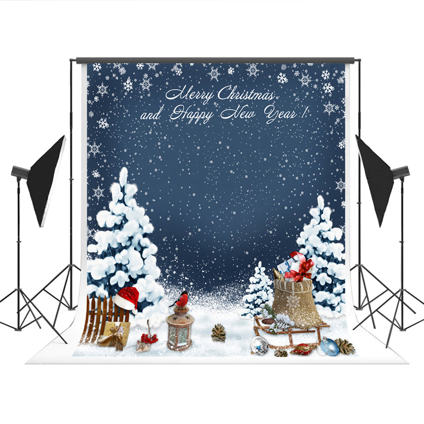 Merry Christmas Snow Fence Backdrops for Winter