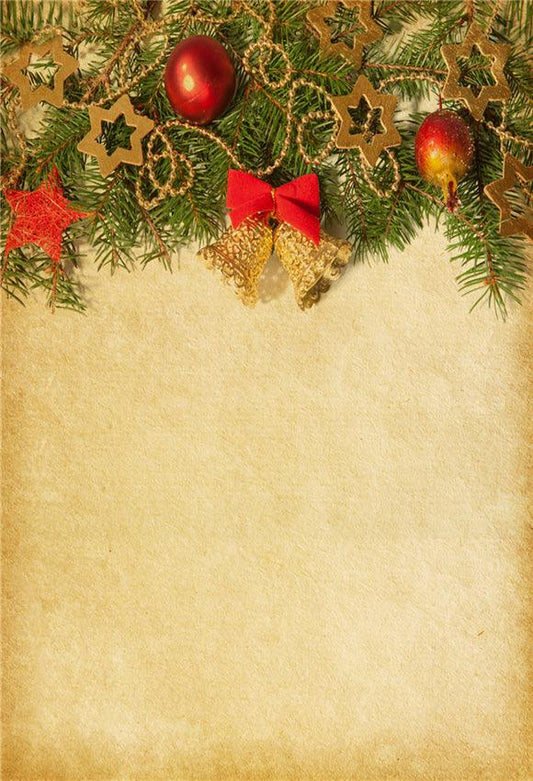 Brown Red Bell Christmas Tree Backdrops