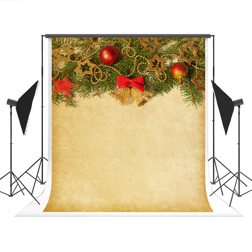 Brown Red Bell Christmas Tree Backdrops