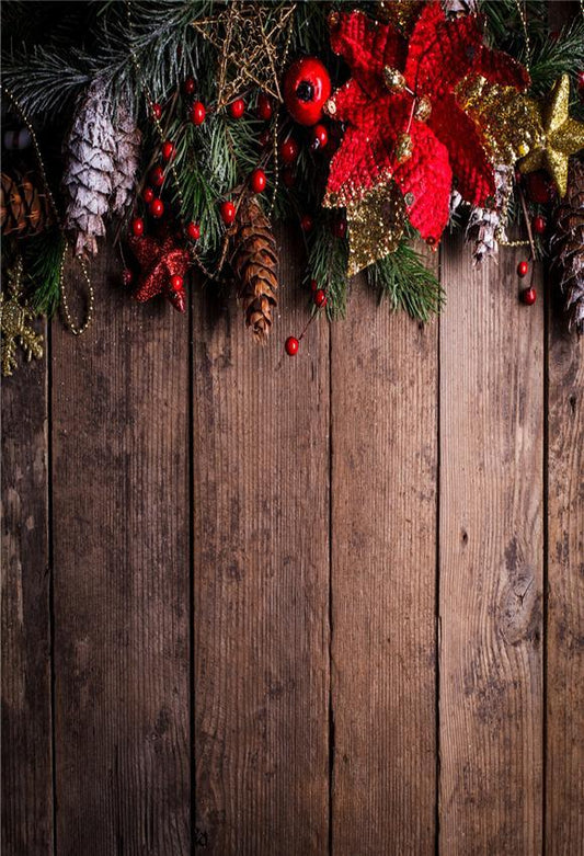 Dark Wood Wall Christmas Backdrop for Photo Studio