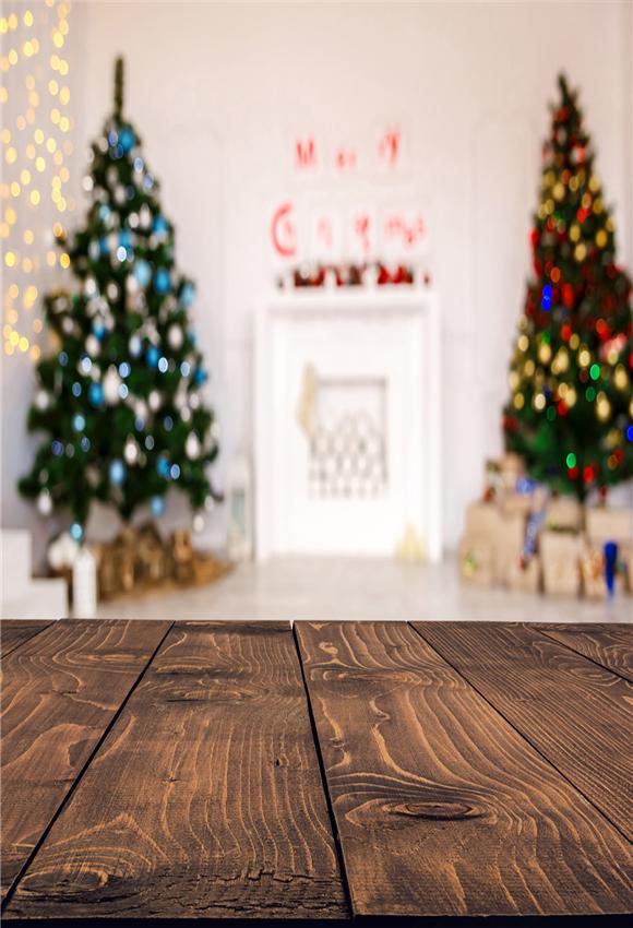 Christmas Brown Wood Floor Backdrop