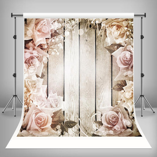 Flower Decoration Wood Floor Backdrop For Mother's Day Photography