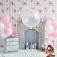 Pink Floral Newborn Backdrops Wood Floor Background for 1st