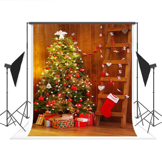 Wood Christmas Ladder Photography Backdrops