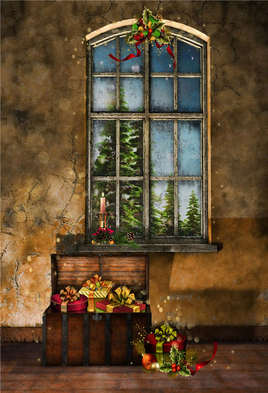 New Arrival-Retro Room Window Decorations Christmas Photography Backdrop J05992