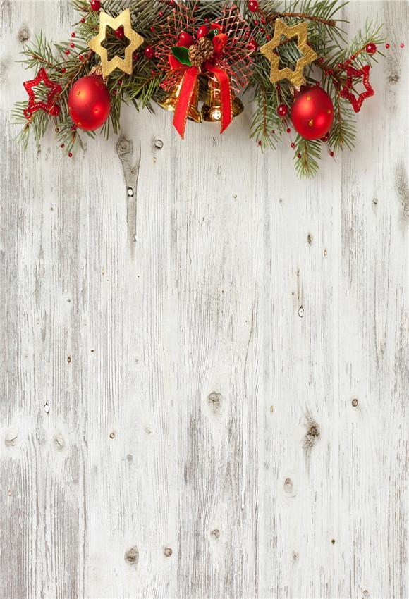 Beige Wood Wall Christmas Backdrop for Party