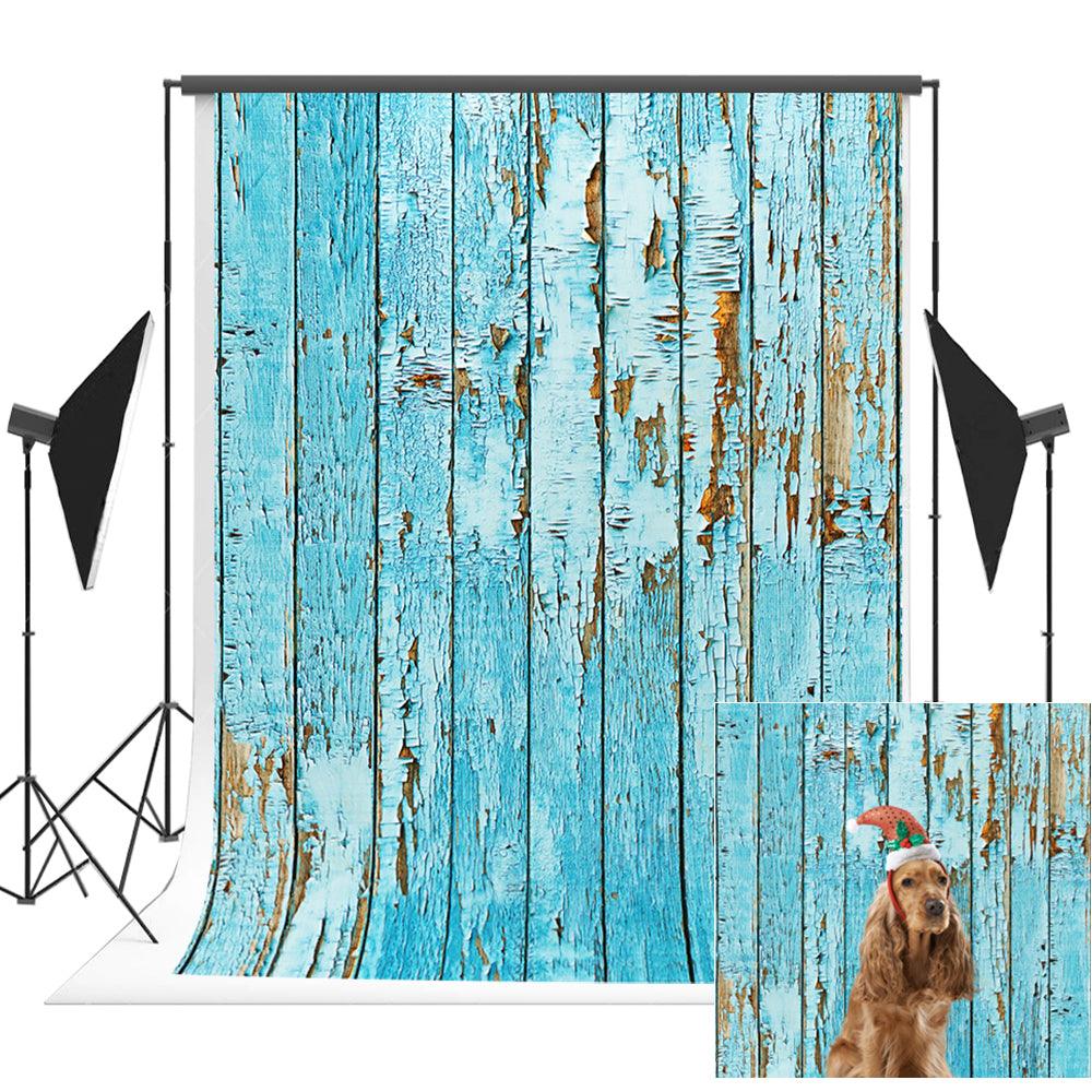 Light Blue Wooden Backdrop Peeling Blue Wood Backdrop for Photo Studio ...
