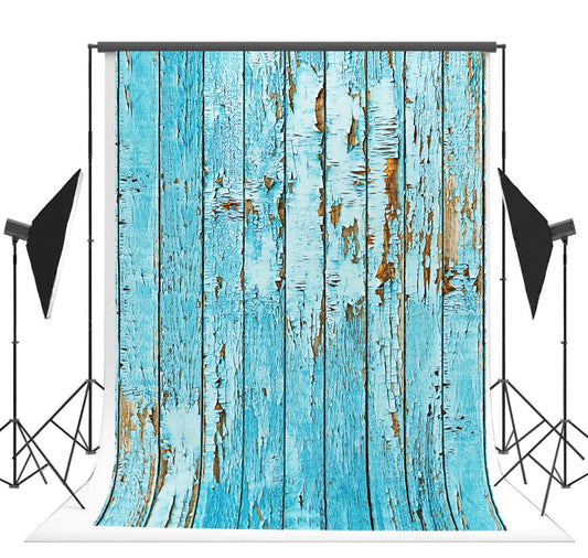 Light Blue Wooden Backdrop Peeling Blue Wood Backdrop for Photo Studio K15621