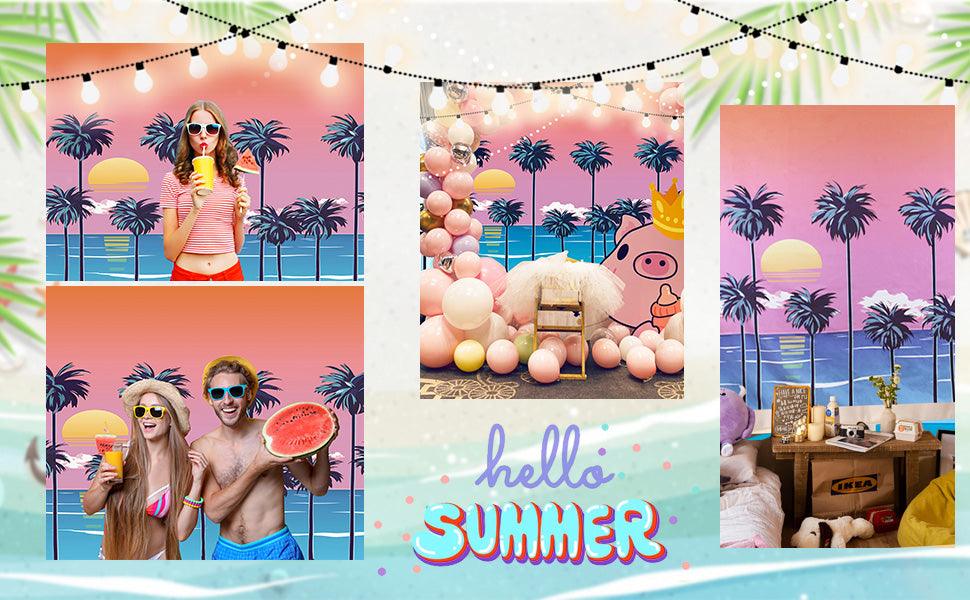 Romantic Summer Beach Scenery Background Summer Seaside Beach Theme Party Backdrop Decoration KE22193