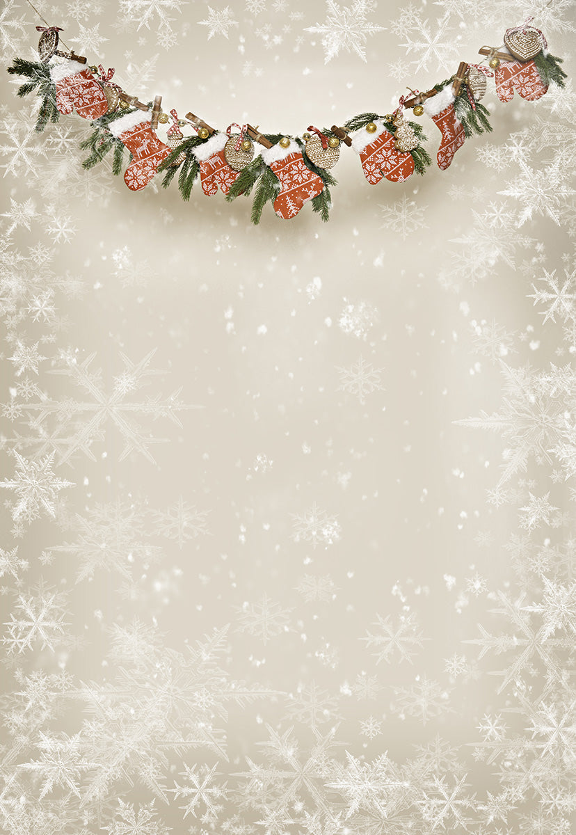 Snowflake Christmas Socks Photography Backdrops for Sessions
