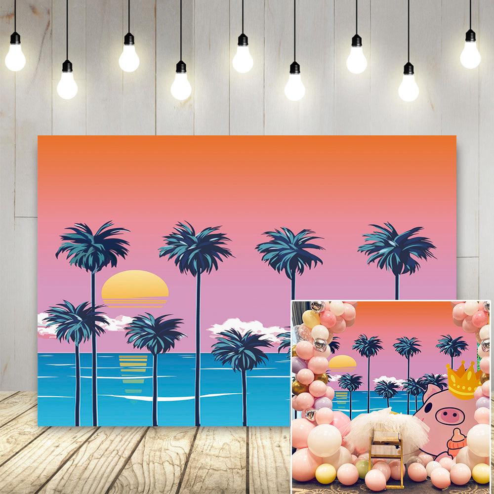 Romantic Summer Beach Scenery Background Summer Seaside Beach Theme Party Backdrop Decoration KE22193