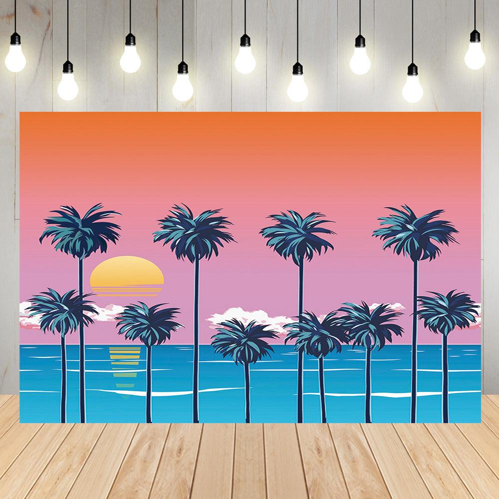 Romantic Summer Beach Scenery Background Summer Seaside Beach Theme Party Backdrop Decoration KE22193