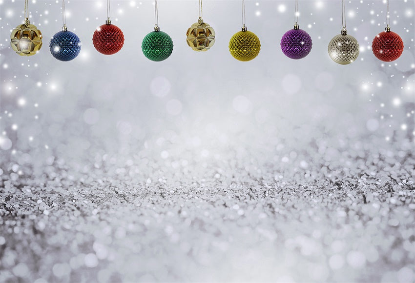 Sliver Glitter Colorful Bell Christmas Backdrop for Party