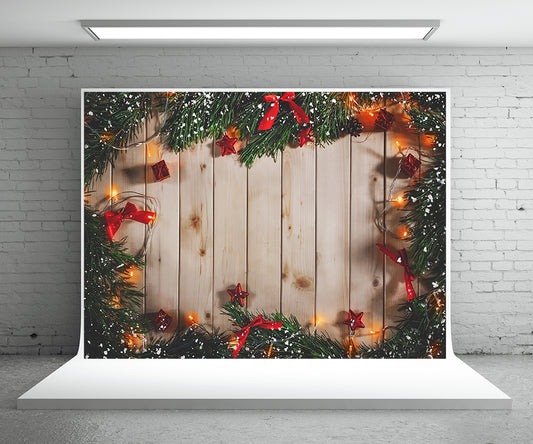 Christmas Wood Photography Backdrop Gift Xmas Background