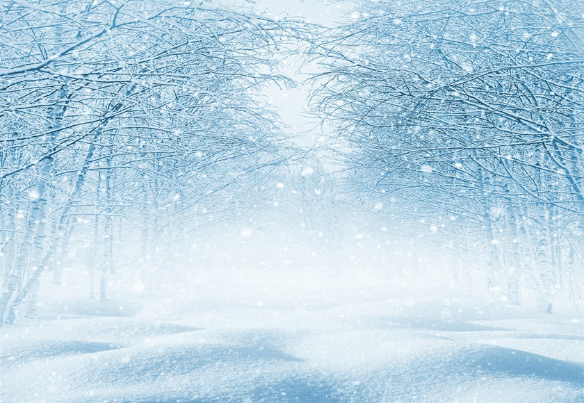 Snowflake Tree Road Photography Backdrop Winter Background