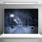 Night Winter Road Photography Backdrop Christmas Background