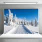 White Snow Cover Road Photo Backdrop Winter Background
