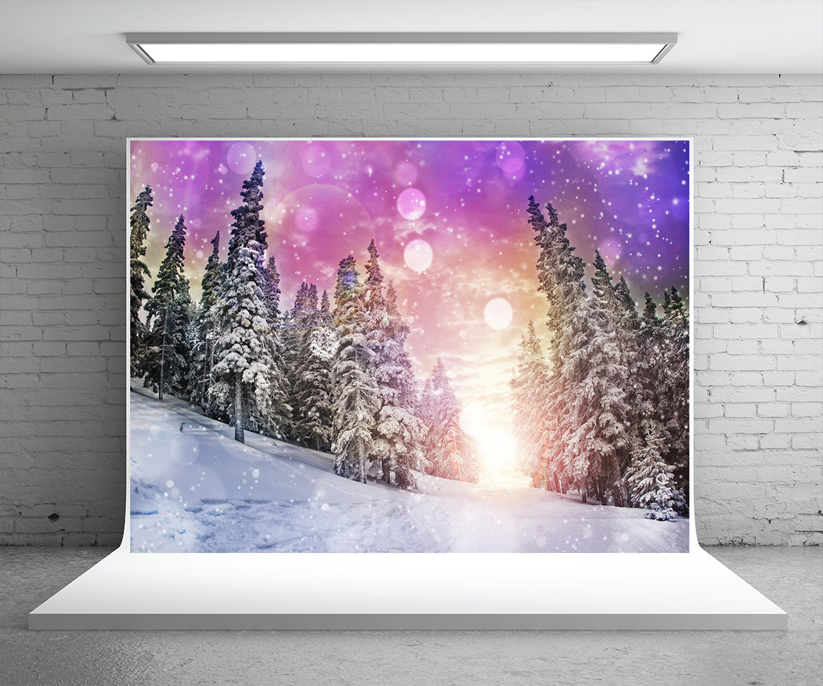 Snowflake Forest Photography Backdrop Winter Background