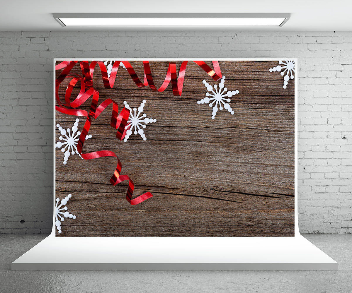 Christmas Gift Wood Wall Photography Backdrop Snowflake Background