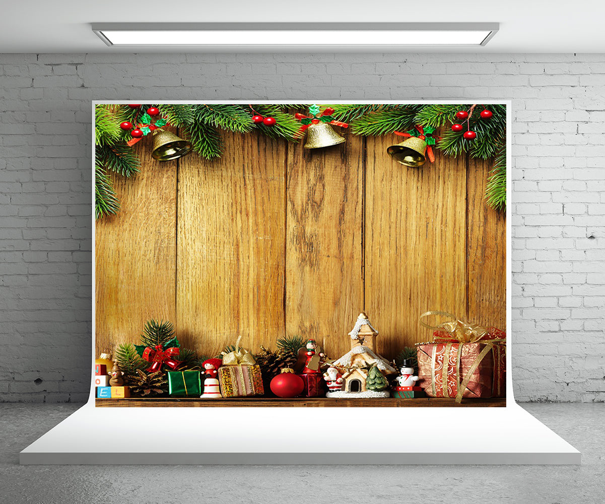 Buy Christmas Photography Backdrop Wood Decor Background Online ...