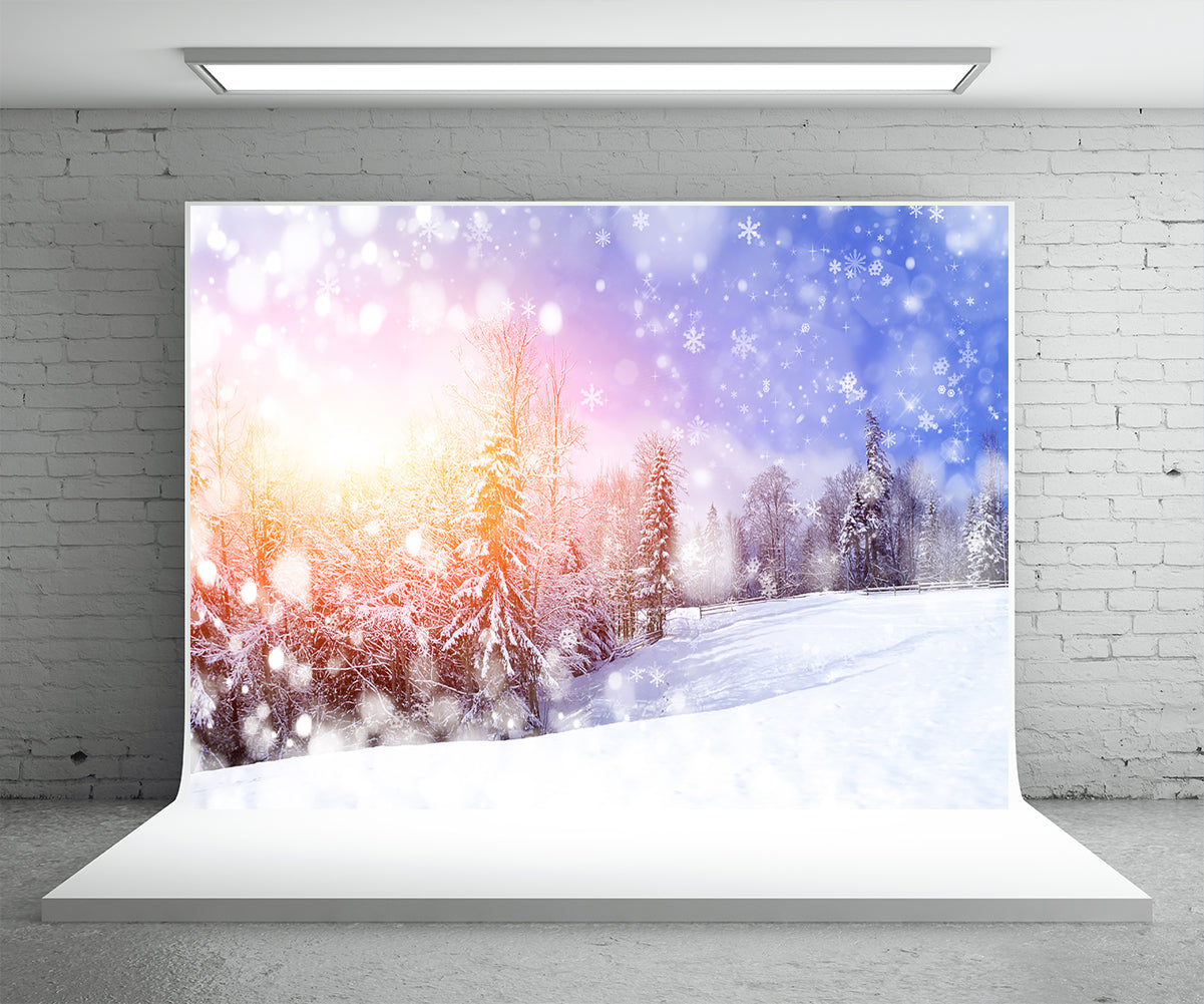 Snow Forest Photography Backdrop Glitter Winter Background