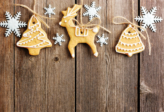 Snow Biscuits Wood Wall Photo Backdrop Christmas Photography Background