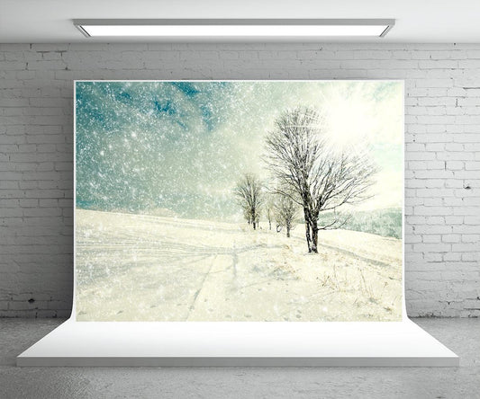 White Snowflake Tree Photography Backdrop Winter Background