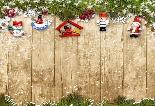 Snow Wood Wall Photography Backdrop Christmas Background