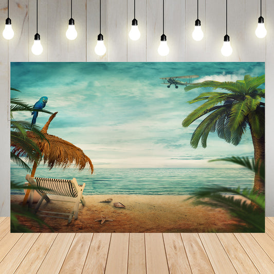 Digital Background Summer Ocean Backdrop Beach Background for Photo Studio KH04834