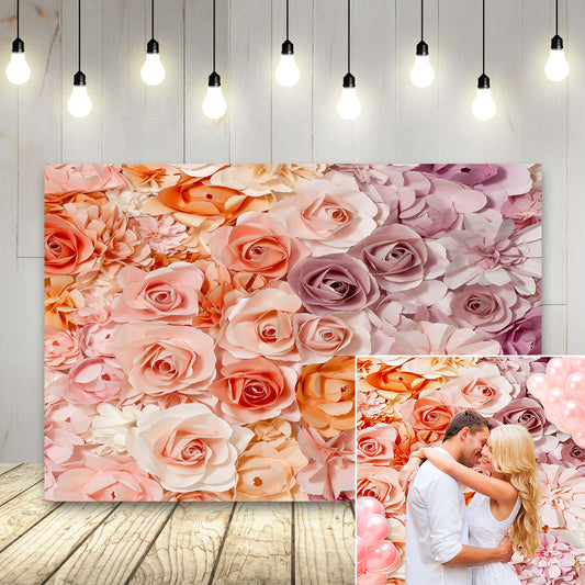 Pink Flower Background Floral Wall Backdrop for Party Photoshoot KH04991