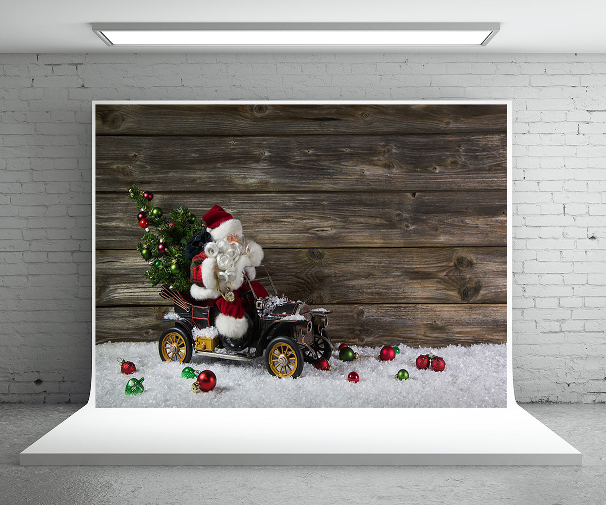 Christmas vintage wooden wall photography background Santa Claus background