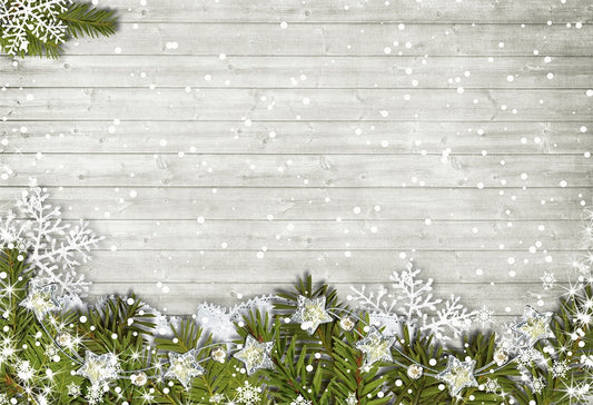 Christmas Photography Backdrop Snowflake White Wood Wall Background