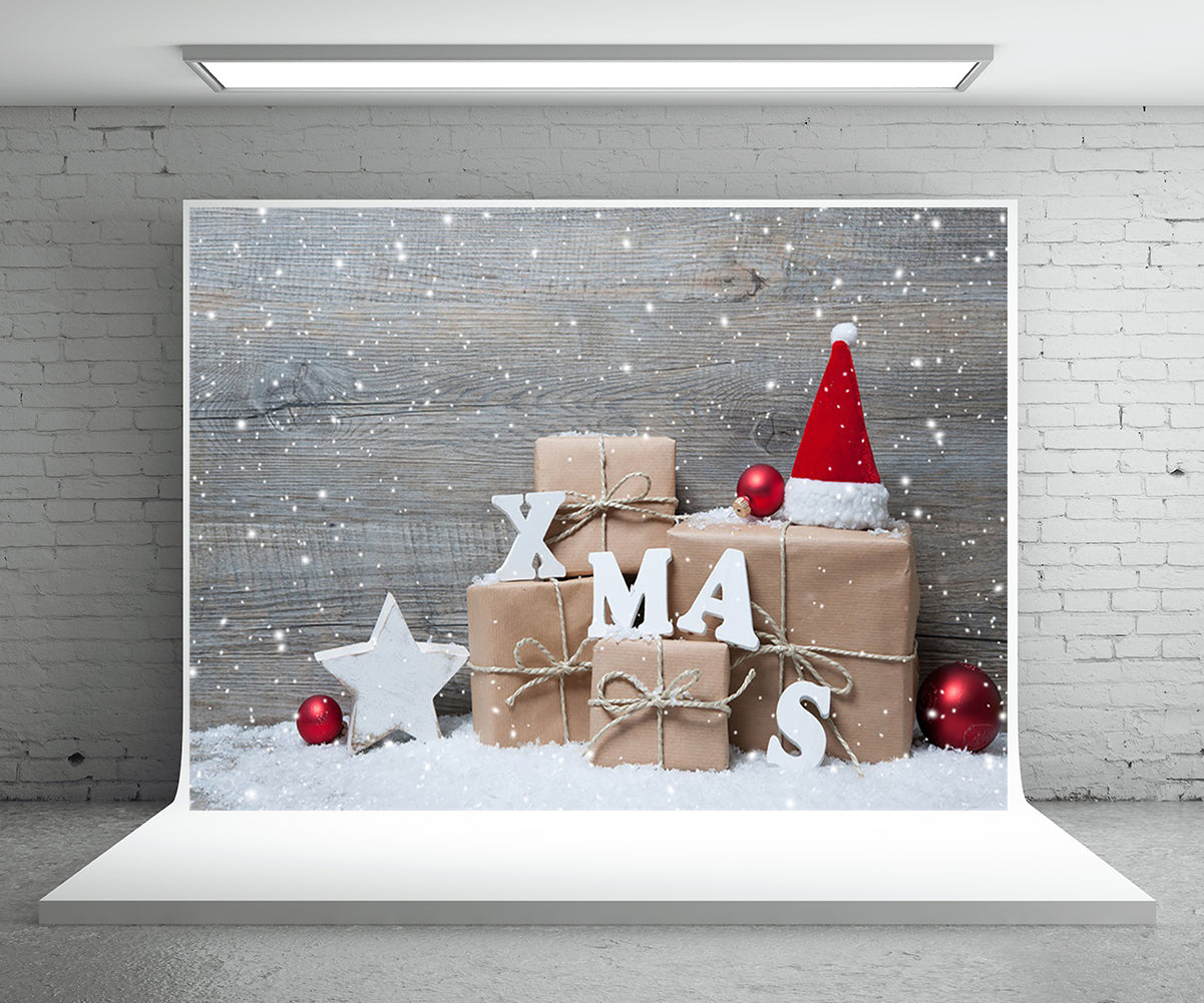 Xmas Wood Wall Photography Backdrop for Christmas Snowflake