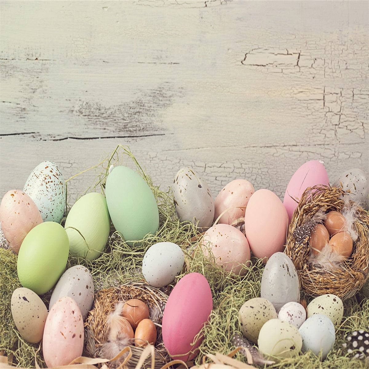 Vintage Wood Wall Easter Photography Backdrops for Photos
