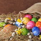 Brown Easter Straw Colorful Eggs Backdrops