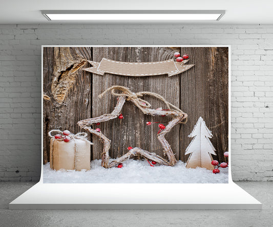Christmas Photography Backdrop Snow Wood Background
