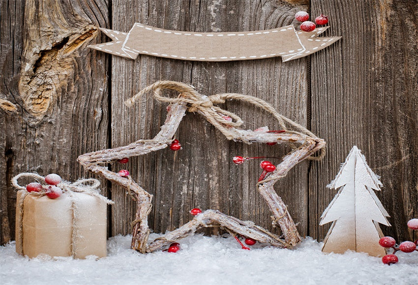 Christmas Photography Backdrop Snow Wood Background