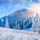 Blue Sunlight Snow Cover Mountain Photography Backdrop Winter Background