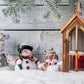 Snowman Wood Wall Photography Backdrop for Christmas