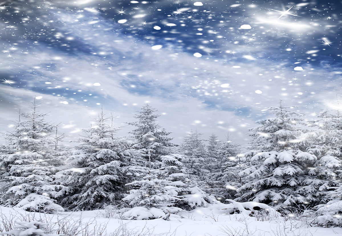 Winter Background White Snowflake Forest Photography Backdrop