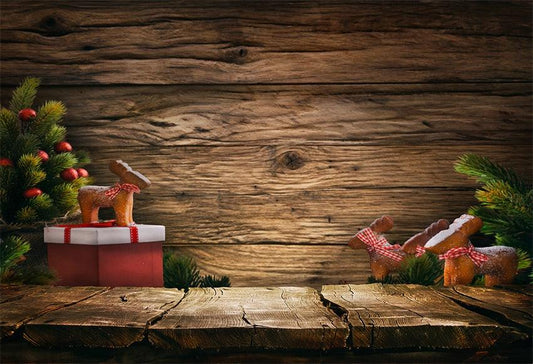 Pine Wood Board Photo Backdrop Christmas Background