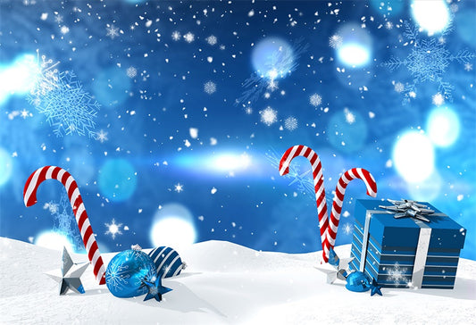 Blue Christmas Snowflake Gift Backdrops