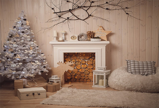 Wood Room Christmas Backdrops for Picture
