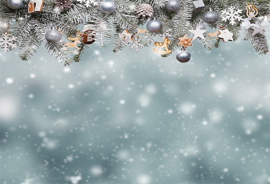 Sliver Christmas Bell Snowflake Photo Backdrops